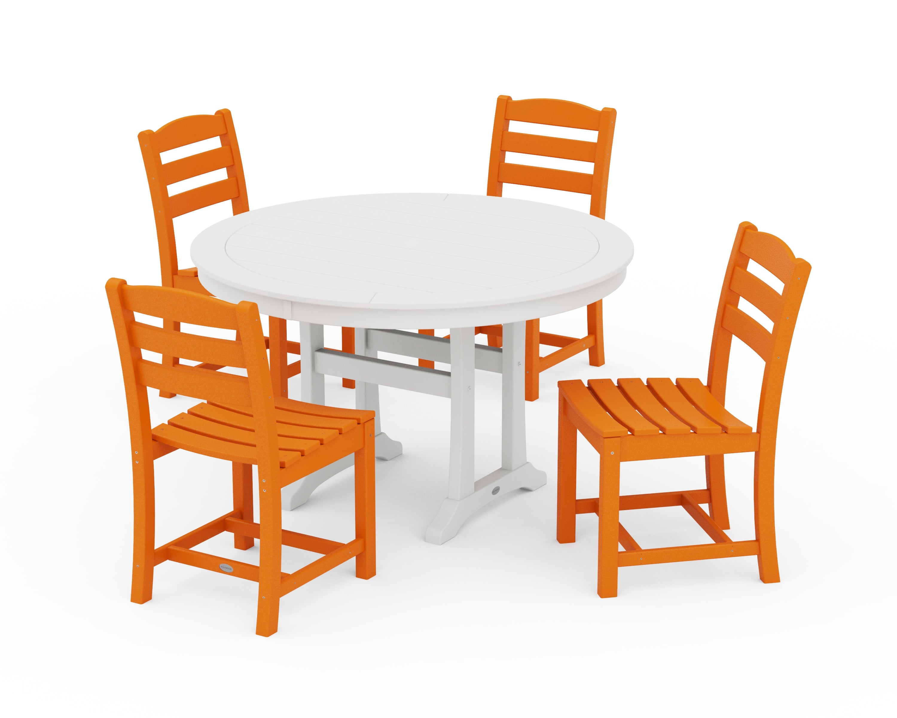 POLYWOOD® La Casa Café 5-Piece Side Chair Dining Set in Tangerine / White