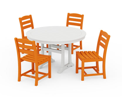 POLYWOOD® La Casa Café 5-Piece Side Chair Dining Set in Tangerine / White