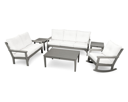 POLYWOOD® Vineyard 6-Piece Deep Seating Set in Slate Grey / Natural