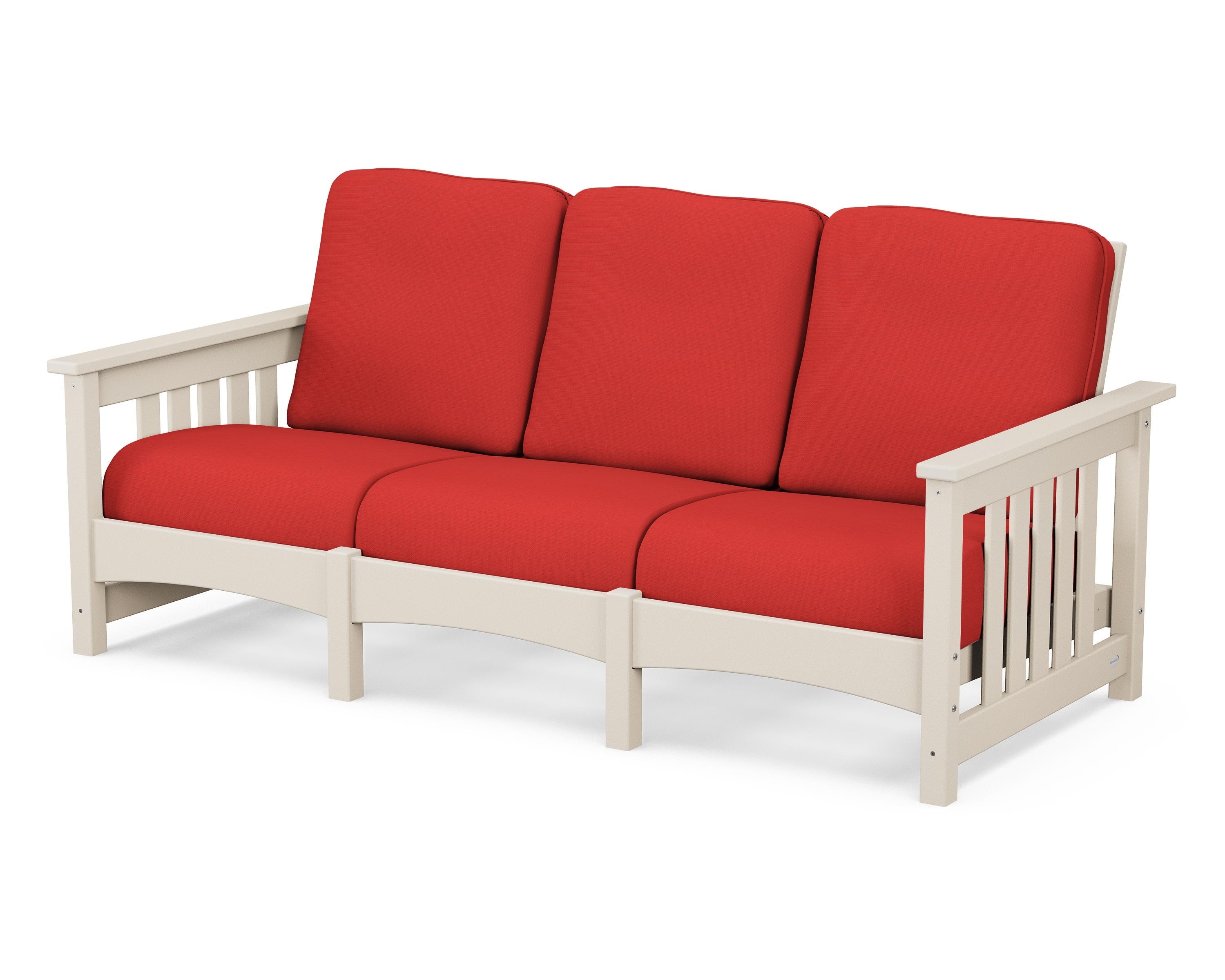 POLYWOOD® Club Mission Sofa in Sand / Crimson Linen