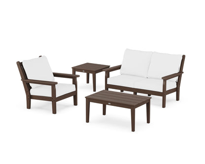 POLYWOOD® Chippendale 4-Piece Deep Seating Set in Mahogany / Natural