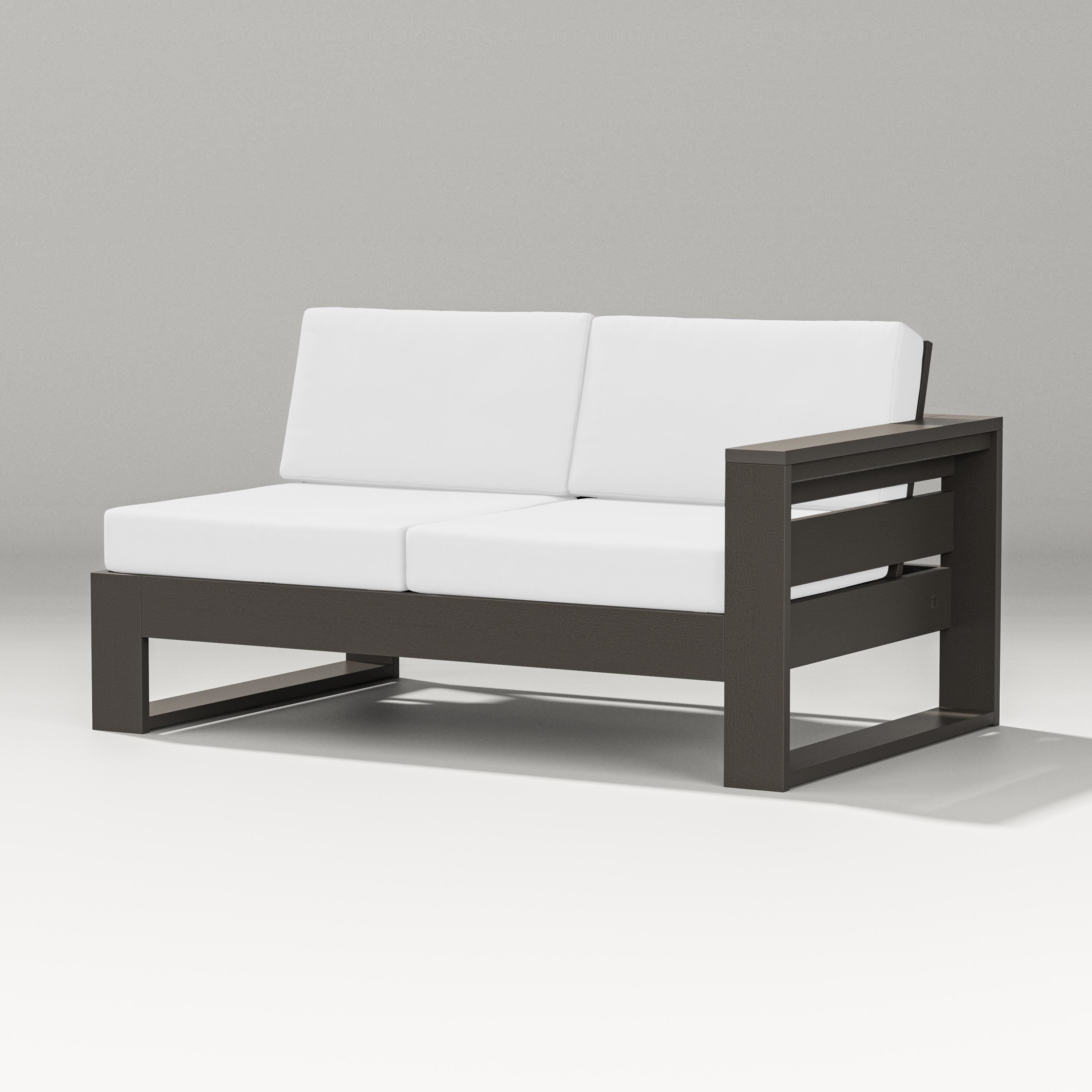 PW Designer Series Latitude Modular Right Arm Loveseat in Vintage Coffee / Natural
