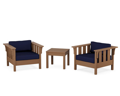 Martha Stewart by POLYWOOD® Acadia 3-Piece Deep Seating Set in Teak / Navy