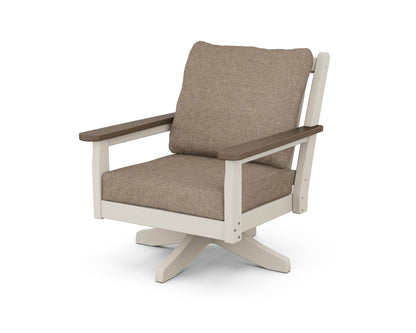 POLYWOOD® Chippendale Deep Seating Swivel Chair in Sand / Kona / Spiced Burlap