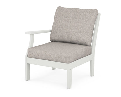 POLYWOOD® Braxton Modular Left Arm Chair in Vintage White / Weathered Tweed