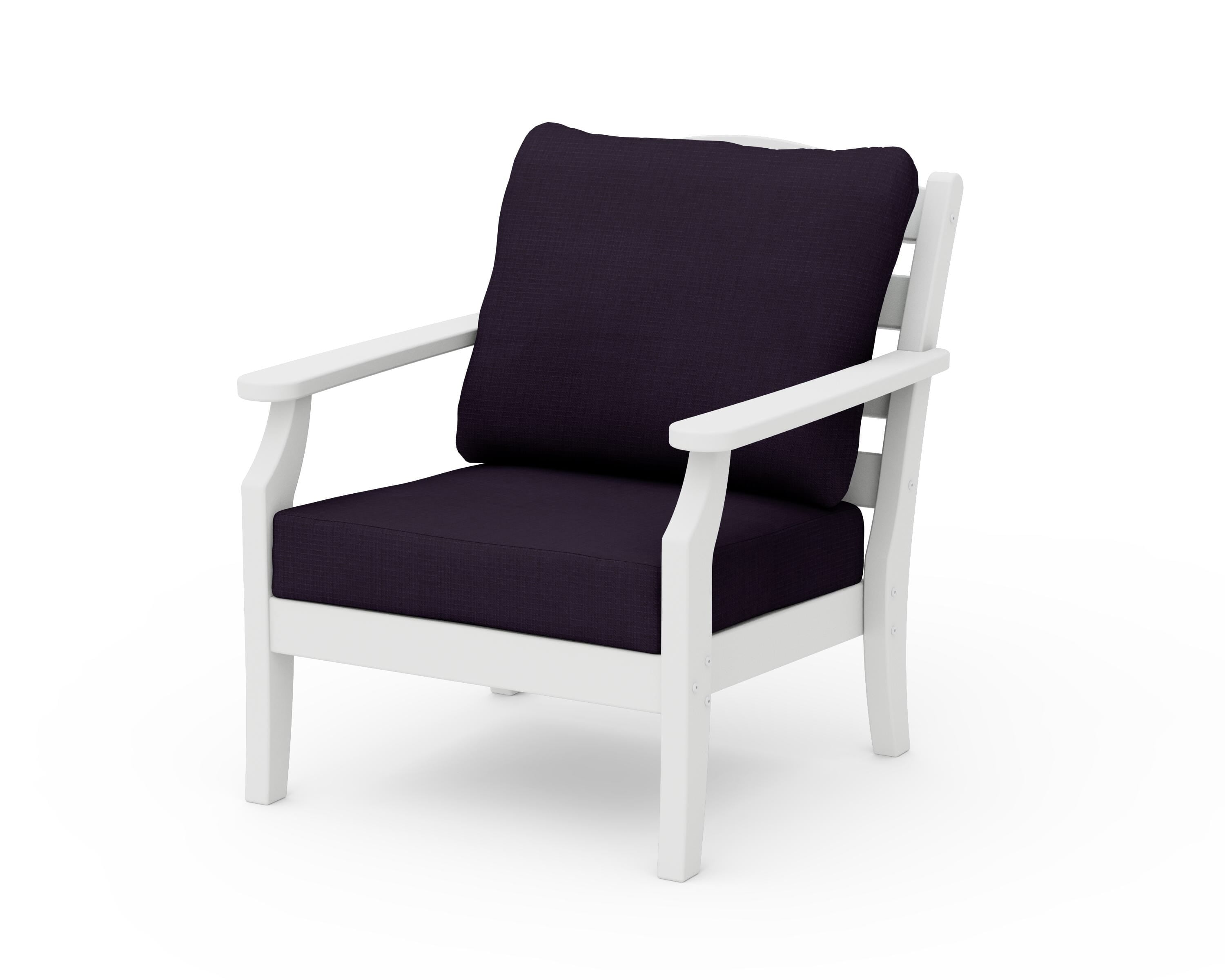 Draper James™ by  POLYWOOD® Savannah Deep Seating Chair in White / Navy Linen