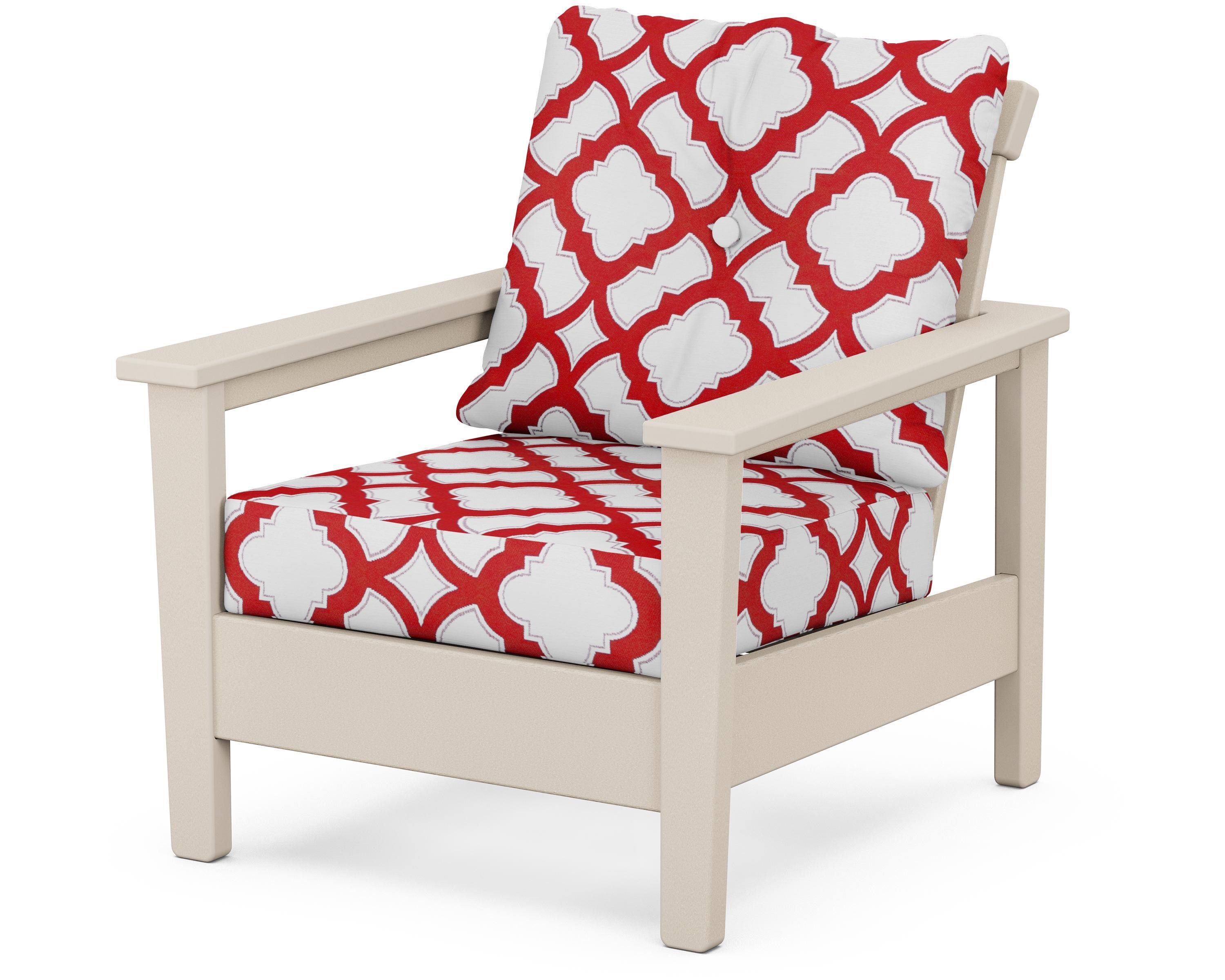POLYWOOD® Prescott Deep Seating Chair in Sand / Trellis Crimson
