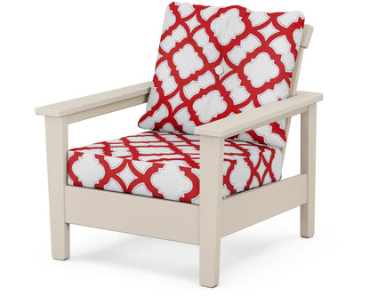 POLYWOOD® Prescott Deep Seating Chair in Sand / Trellis Crimson