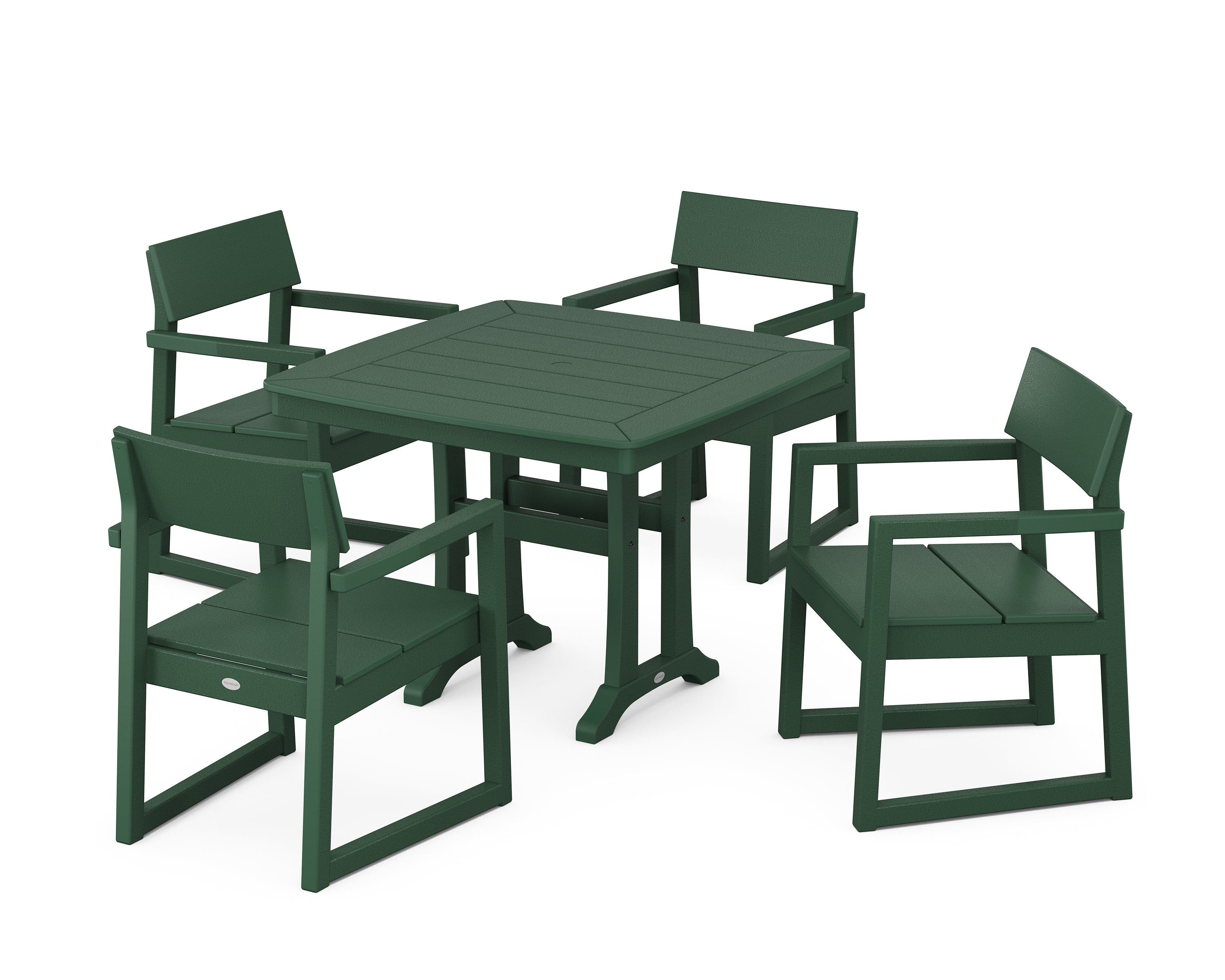 POLYWOOD® EDGE 5-Piece Dining Set with Trestle Legs in Green