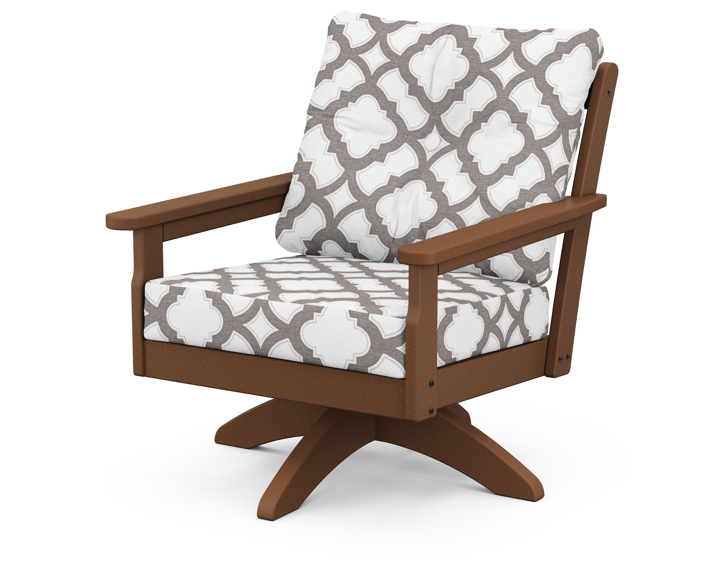 POLYWOOD® Vineyard Deep Seating Swivel Chair in Teak / Trellis Grey Mist