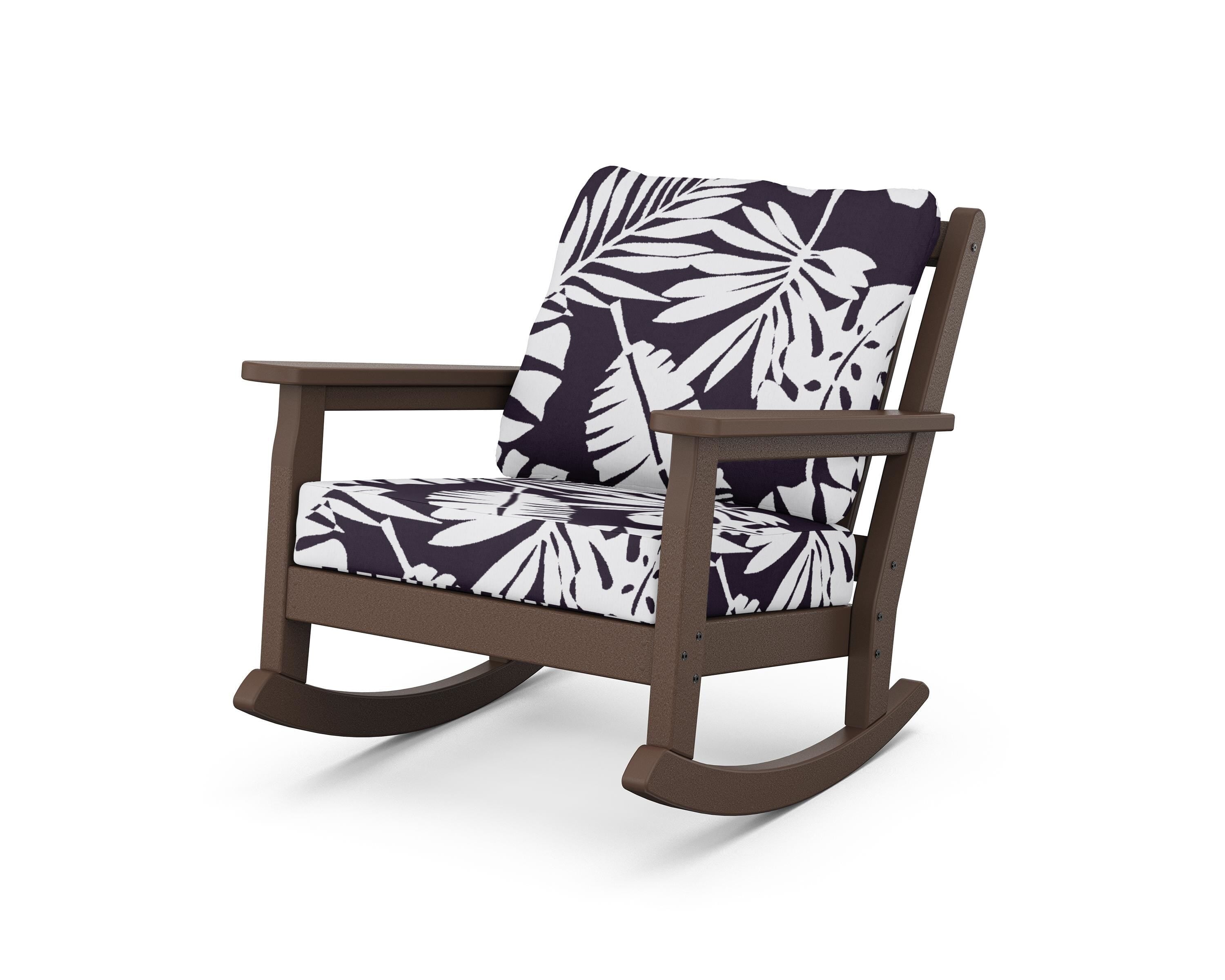 POLYWOOD® Chippendale Deep Seating Rocking Chair in Mahogany / Leaf Navy