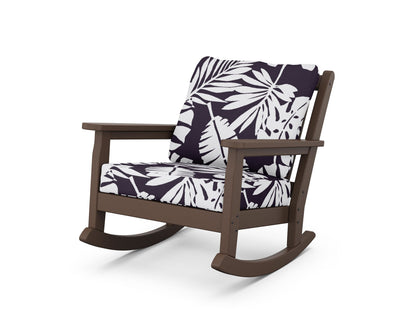 POLYWOOD® Chippendale Deep Seating Rocking Chair in Mahogany / Leaf Navy
