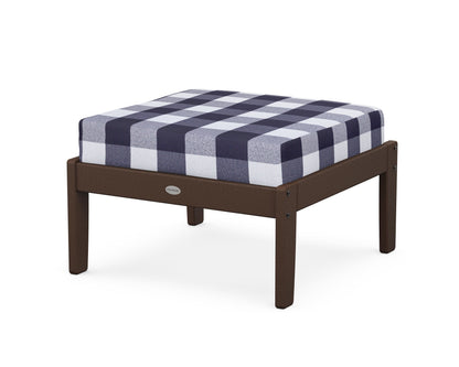 POLYWOOD® Braxton Deep Seating Ottoman in Mahogany / Buffalo Plaid Navy
