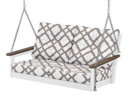 POLYWOOD® Vineyard Deep Seating Swing in White / Kona / Trellis Grey Mist