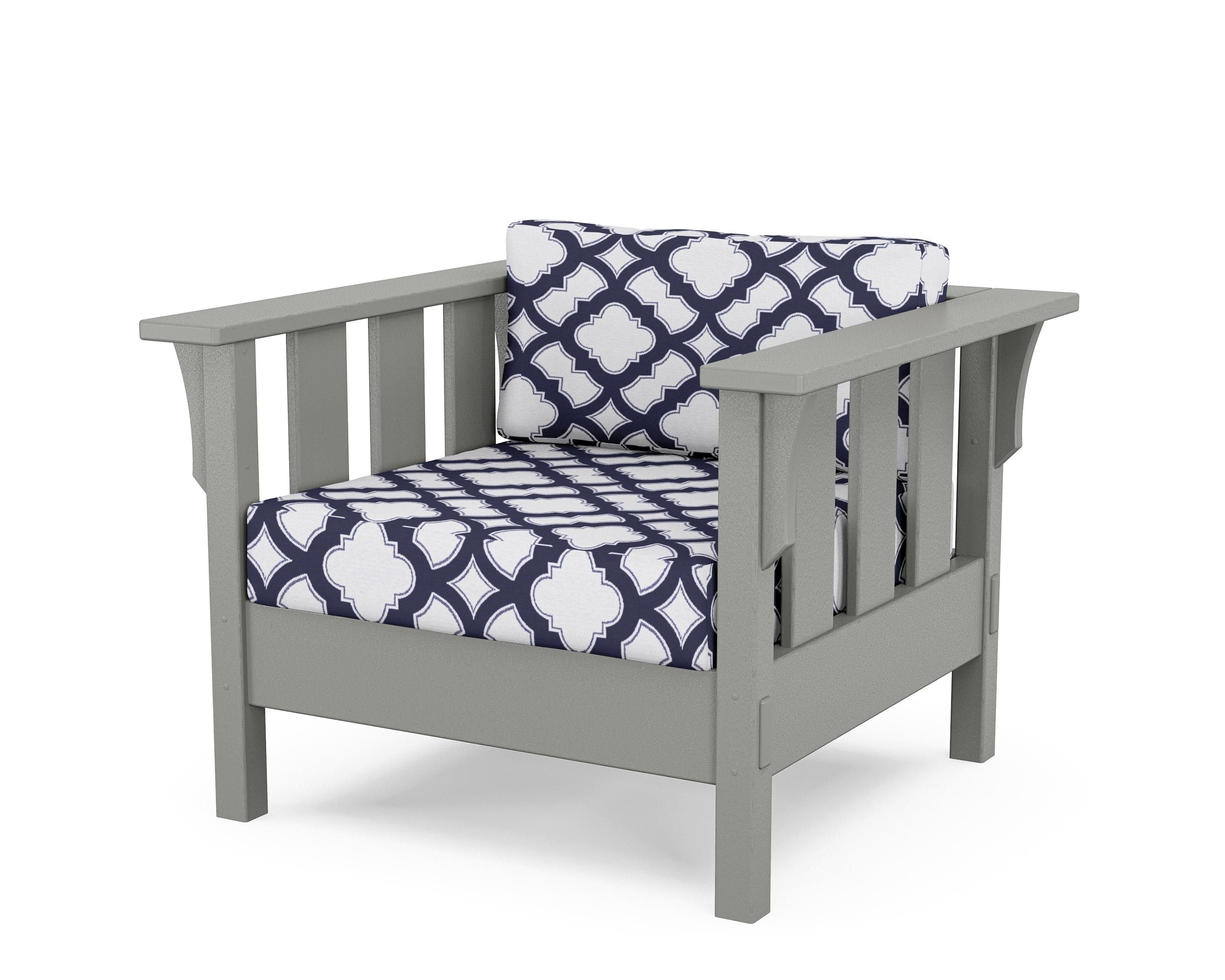 Martha Stewart by POLYWOOD® Acadia Deep Seating Chair in Slate Grey / Trellis Navy