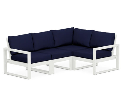 POLYWOOD® EDGE 4-Piece Modular Deep Seating Set in Vintage White / Navy