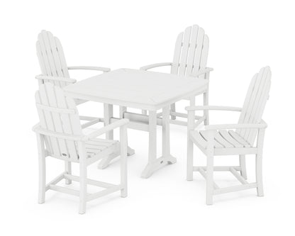 POLYWOOD® Classic Adirondack 5-Piece Dining Set with Trestle Legs in White