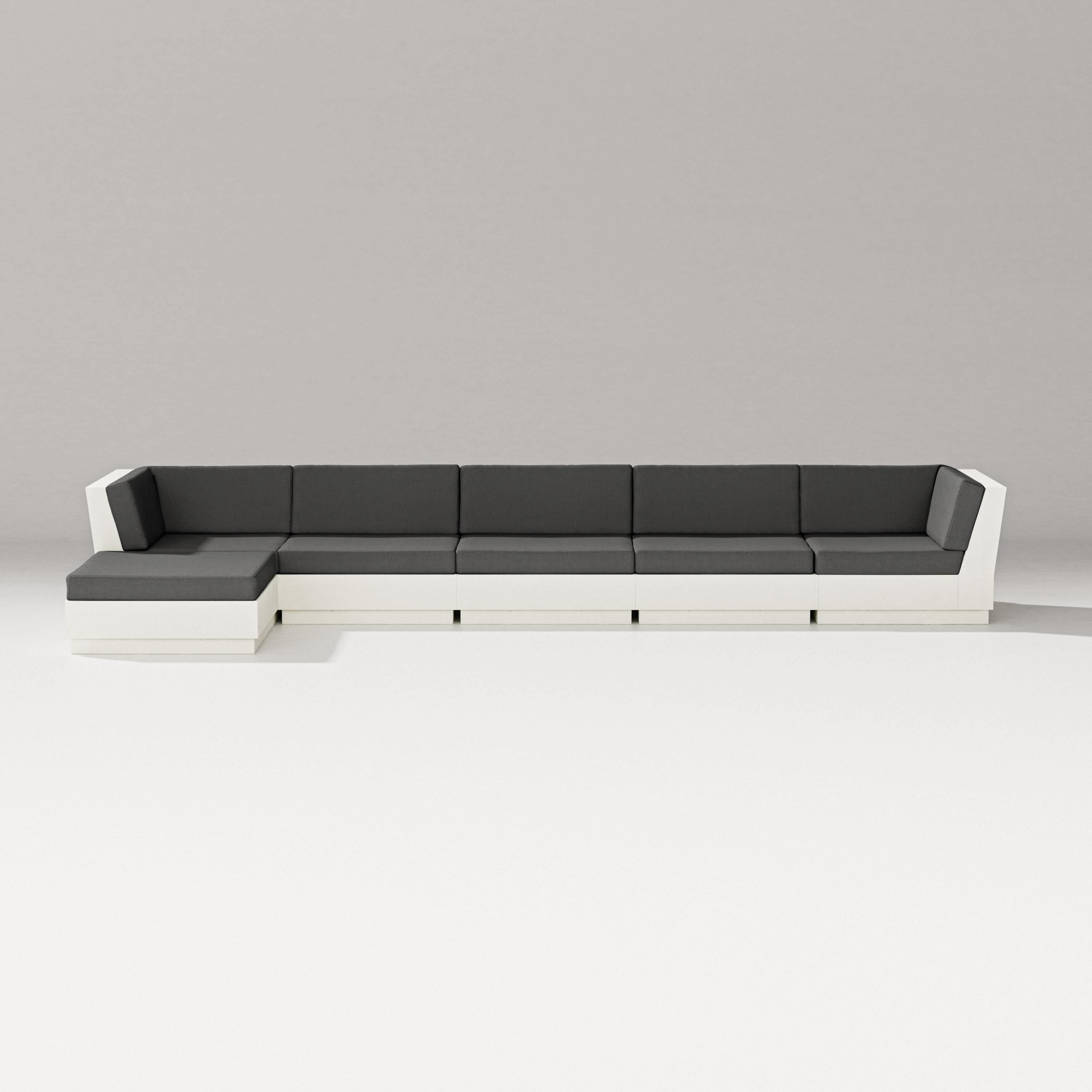 PW Designer Series Elevate 6-Piece Chaise Sectional in Vintage White / Spectrum Carbon