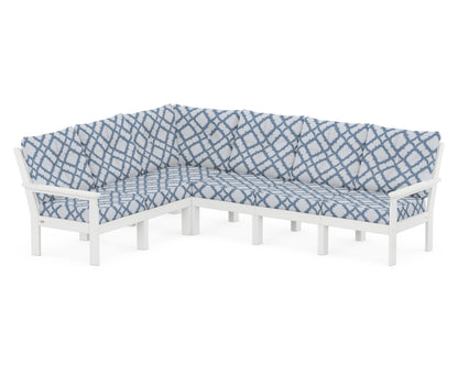 POLYWOOD® Vineyard 6-Piece Sectional in White / Trellis Sky Blue