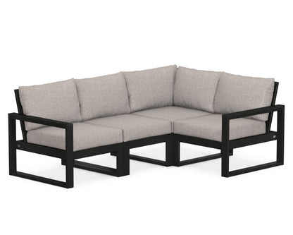 POLYWOOD® EDGE 4-Piece Modular Deep Seating Set in Black / Weathered Tweed