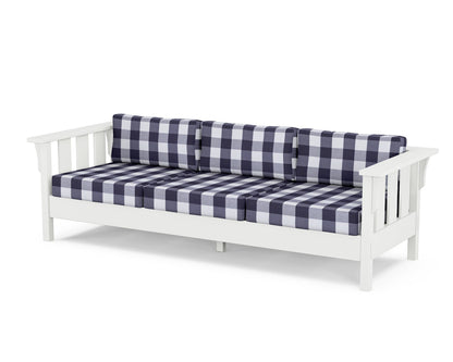 Martha Stewart by POLYWOOD® Acadia Deep Seating Sofa in White / Buffalo Plaid Navy