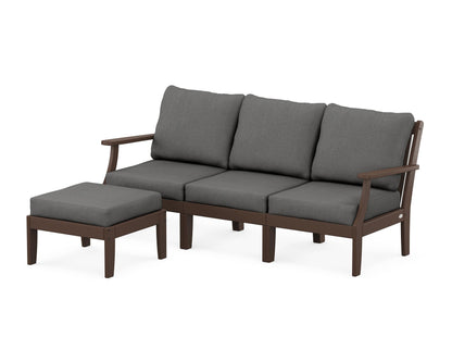 POLYWOOD® Braxton Modular 4-Piece Deep Seating Set with Ottoman in Mahogany / Spectrum Carbon