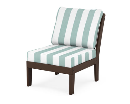 POLYWOOD® Braxton Modular Armless Chair in Mahogany / Cabana Stripe Glacier Spa