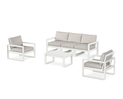POLYWOOD® EDGE Sectional 4-Piece Deep Seating Set with Sofa in Vintage White / Cast Ash