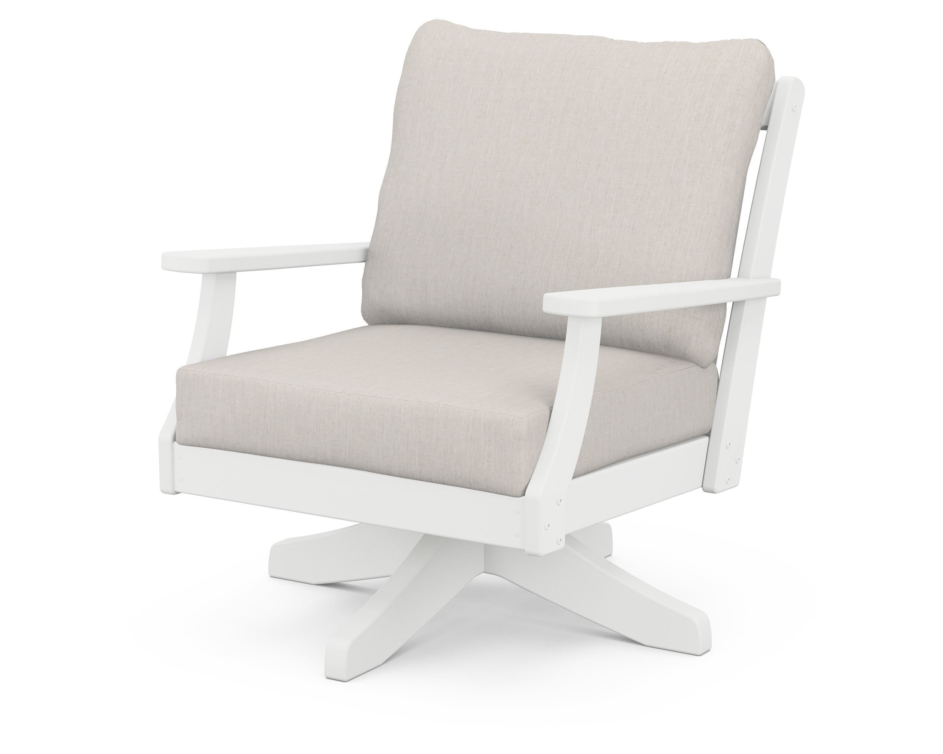 POLYWOOD® Braxton Deep Seating Swivel Chair in White / Cast Ash