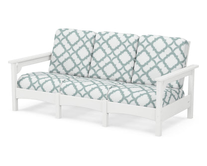 POLYWOOD® Club Sofa in White / Trellis Glacier Spa