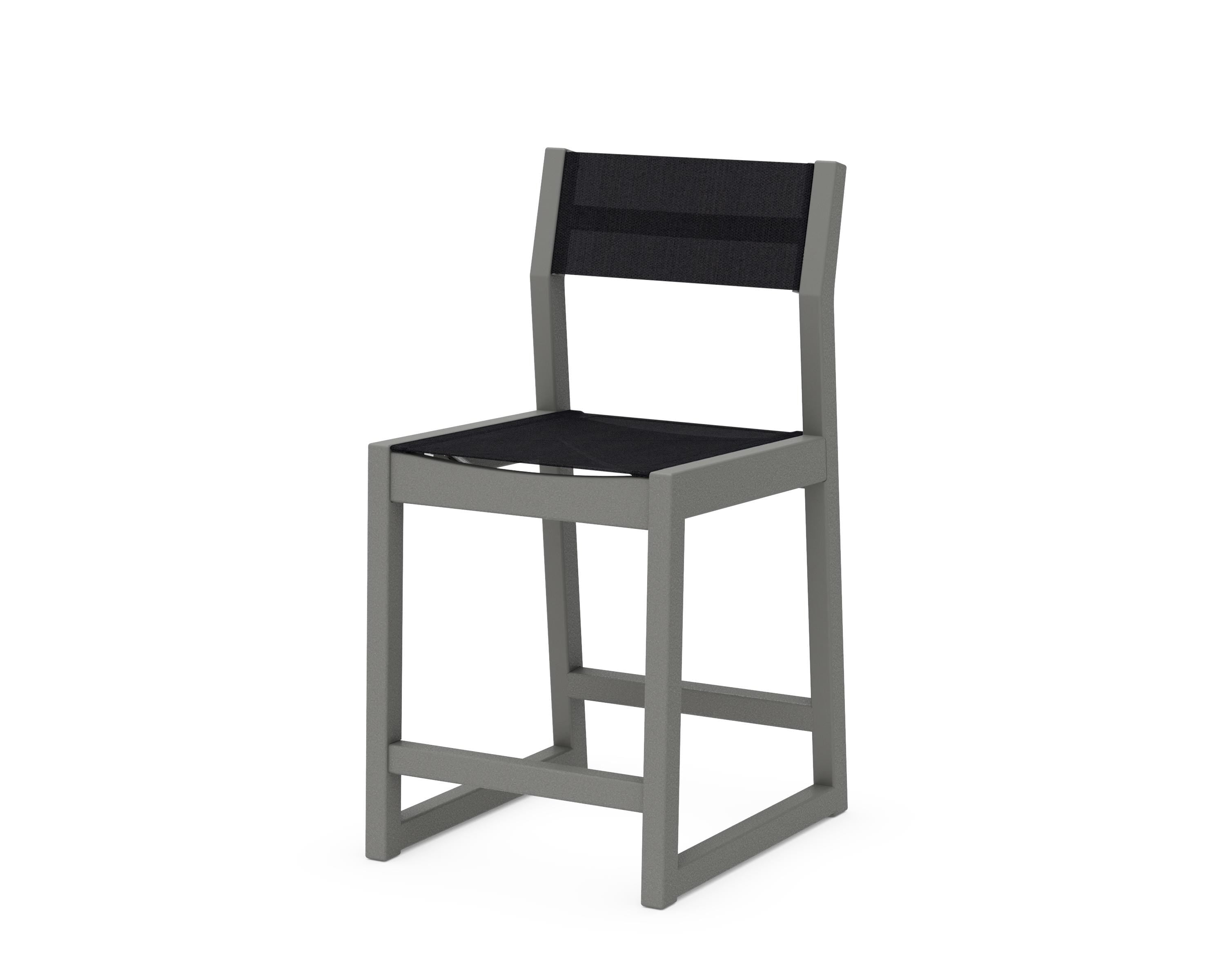 POLYWOOD® EDGE Sling Counter Side Chair in Slate Grey / Black Sling