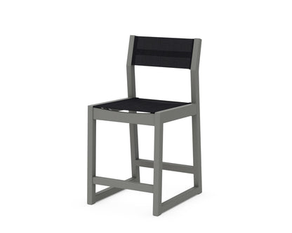 POLYWOOD® EDGE Sling Counter Side Chair in Slate Grey / Black Sling