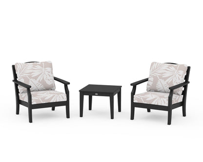 Draper James™ by  POLYWOOD® Savannah 3-Piece Deep Seating Set in Black / Leaf Dune Burlap