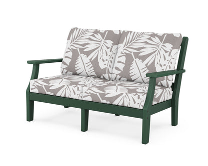 Martha Stewart by POLYWOOD® Chinoiserie Deep Seating Loveseat in Green / Leaf Grey Mist