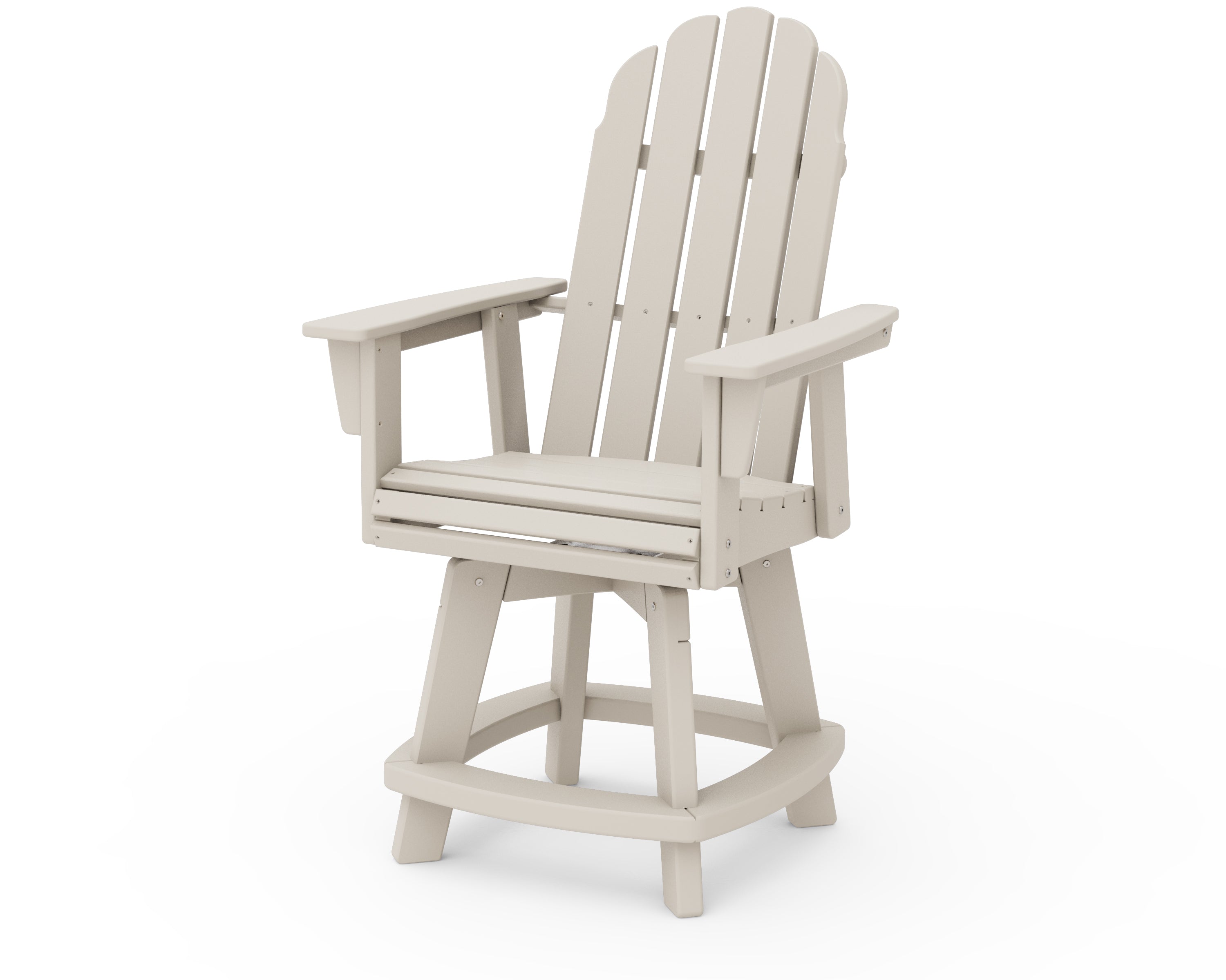 POLYWOOD® Vineyard Curveback Adirondack Swivel Counter Chair in Sand