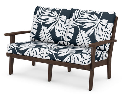 POLYWOOD® Grant Park Deep Seating Loveseat in Mahogany / Leaf Marine Indigo