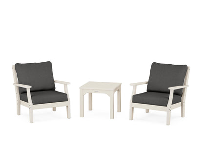 Martha Stewart by POLYWOOD® Chinoiserie 3-Piece Deep Seating Set in Sand / Spectrum Carbon