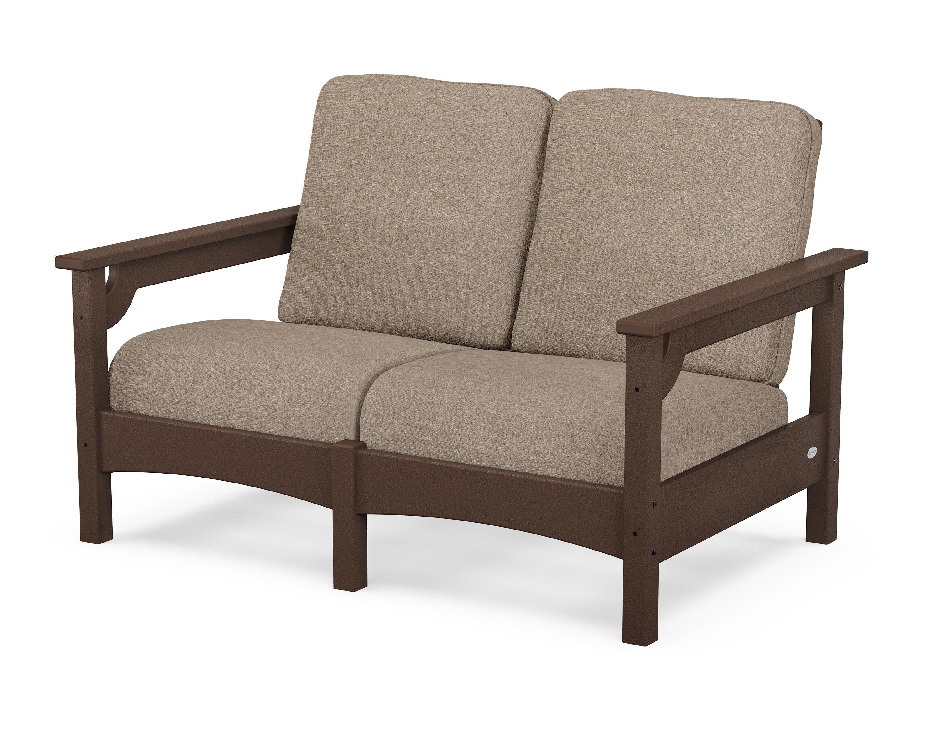 POLYWOOD® Club Loveseat in Mahogany / Spiced Burlap