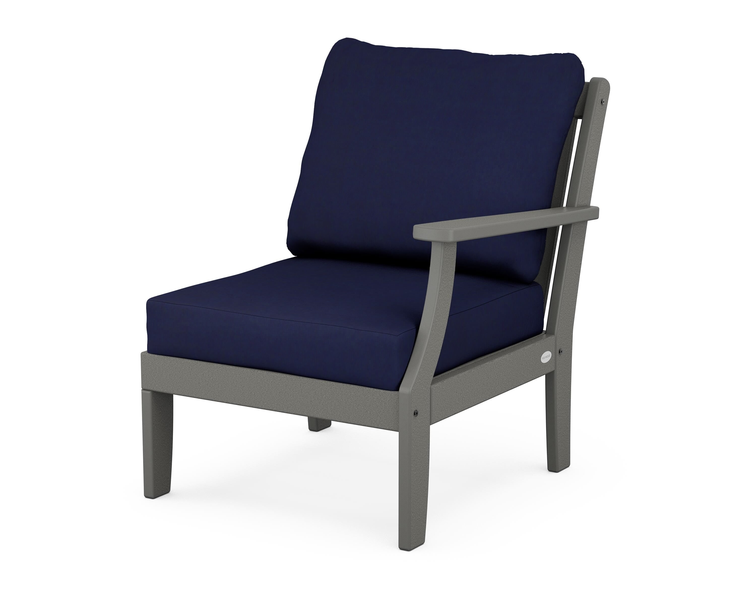 POLYWOOD® Braxton Modular Right Arm Chair in Slate Grey / Navy