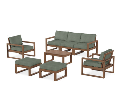 POLYWOOD® EDGE Sectional 8-Piece Lounge Sofa Set in Teak / Cast Sage