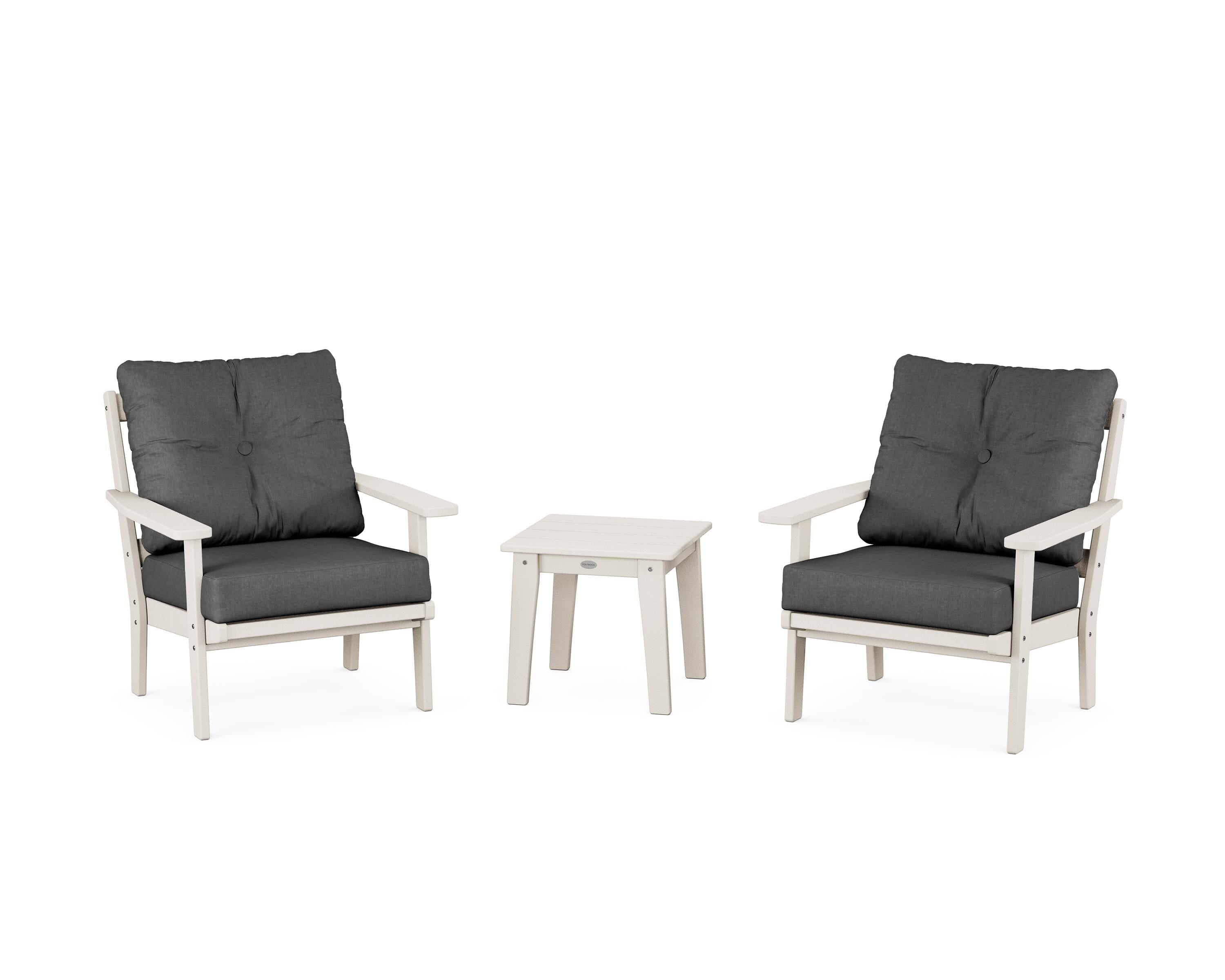 POLYWOOD® Prairie 3-Piece Deep Seating Set in Sand / Spectrum Carbon