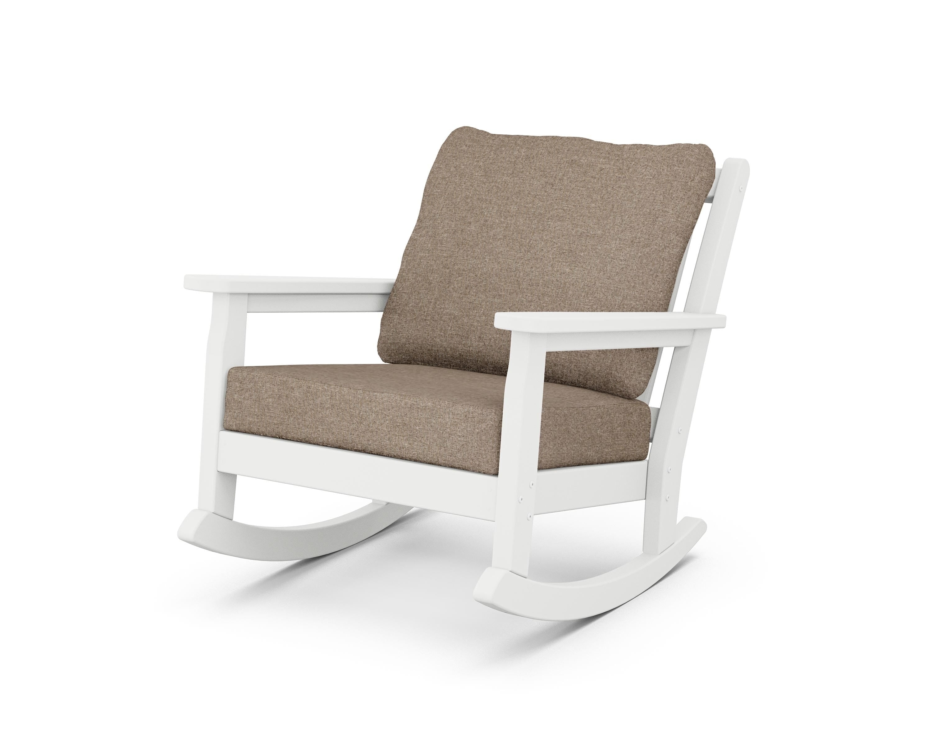 POLYWOOD® Chippendale Deep Seating Rocking Chair in White / Spiced Burlap