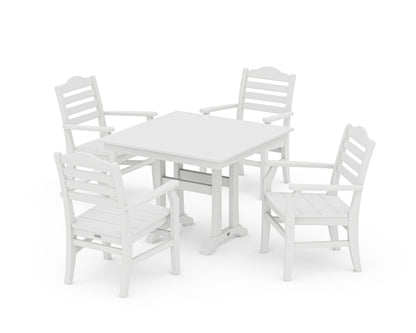 POLYWOOD® Savannah 5-Piece Farmhouse Dining Set with Trestle Legs in White