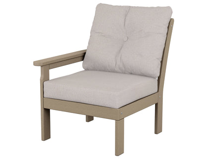 POLYWOOD® Vineyard Modular Left Arm Chair in Vintage Sahara / Dune Burlap