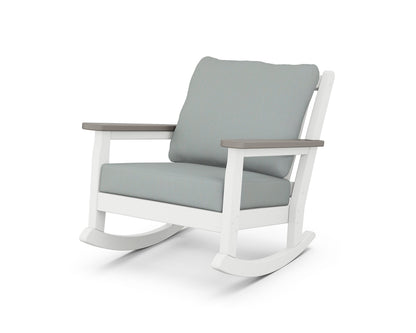 POLYWOOD® Chippendale Deep Seating Rocking Chair in White / Driftwood / Spa