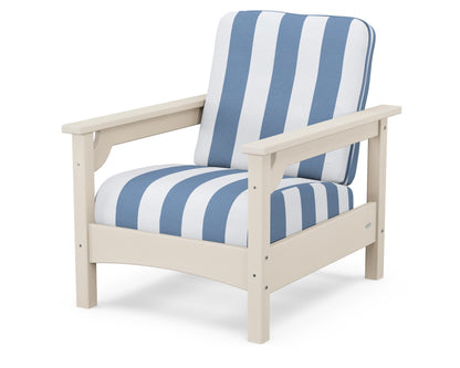 POLYWOOD® Club Chair in Sand / Cabana Stripe Sky Blue