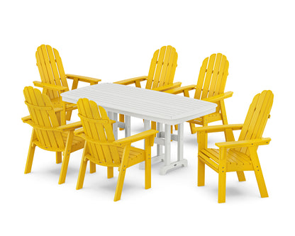 POLYWOOD® Vineyard Curveback Adirondack Chair 7-Piece Dining Set in Lemon / White