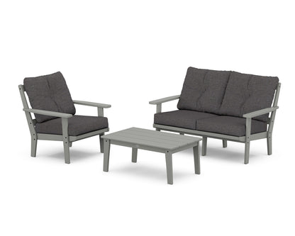POLYWOOD® Oxford 3-Piece Deep Seating Set with Loveseat in Slate Grey / Ash Charcoal