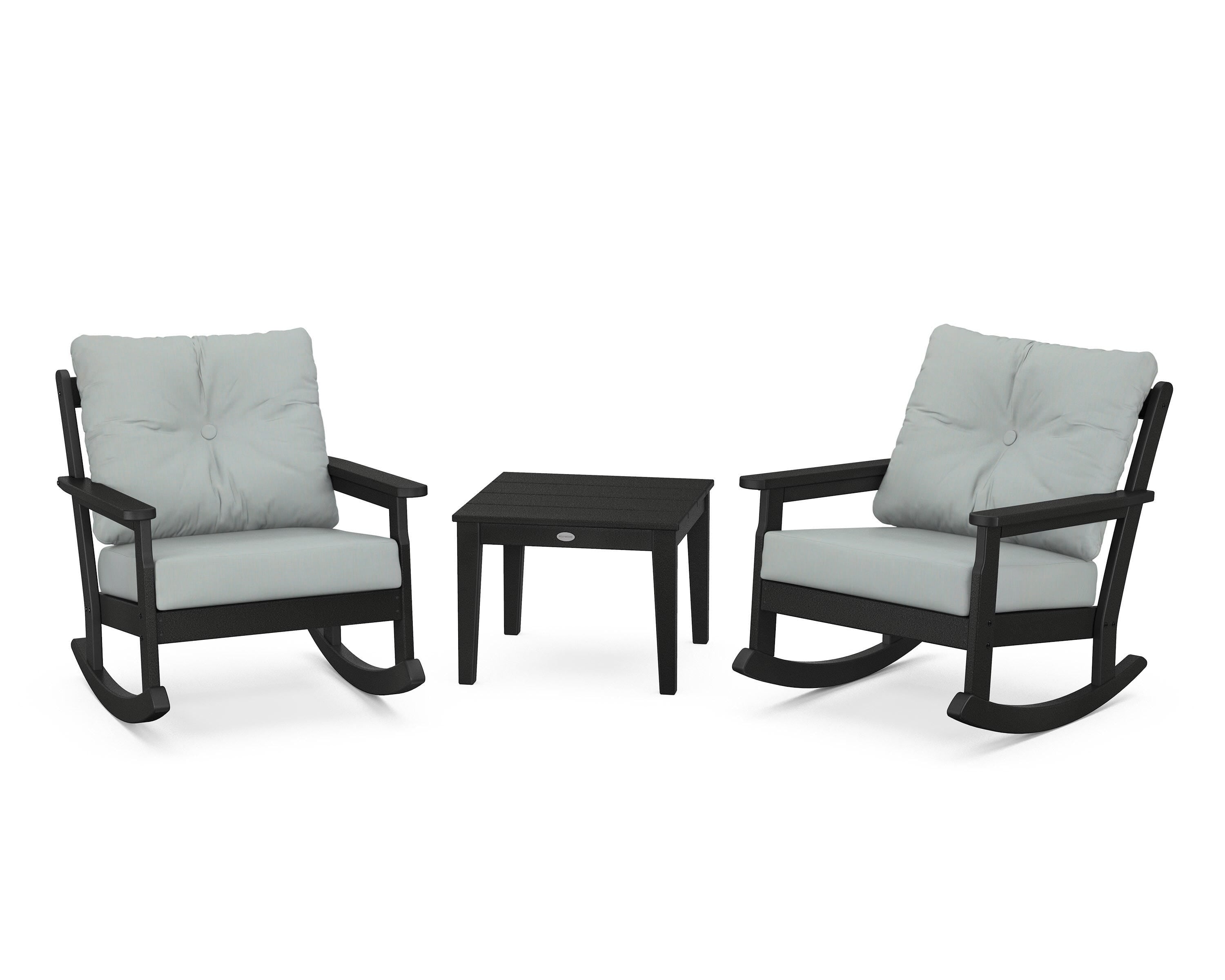 POLYWOOD® Vineyard 3-Piece Deep Seating Rocker Set in Black / Spa