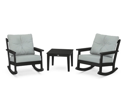 POLYWOOD® Vineyard 3-Piece Deep Seating Rocker Set in Black / Spa